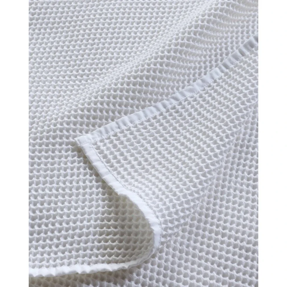 Quince Organic Waffle Bed Blanket Full/Queen White Cotton Textured Luxury New